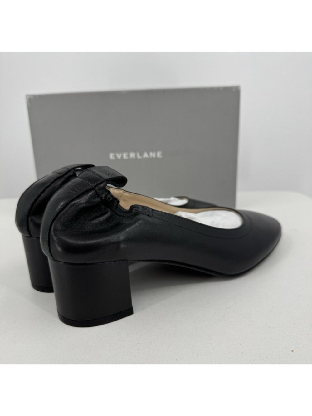 Everlane Italian Leather Day Heel size 8 Women's Black Elastic Back Comfort - Picture 7 of 11